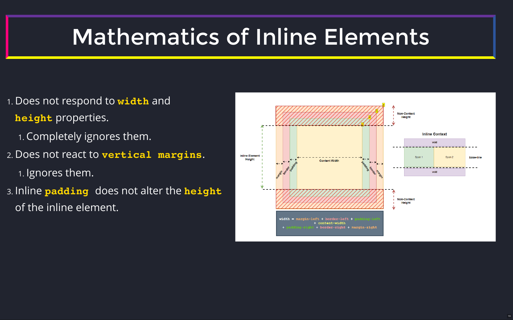 Mathematics of Inline Elements
